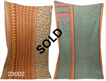 Two Kantha Quilts labeled "23002" with a "SOLD" overlay.